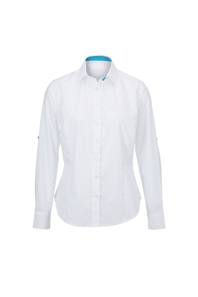Shop Alexandra Womens/ladies Roll Sleeve Hospitality Work Shirt (white/ Peacock)