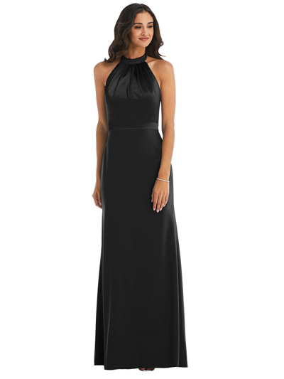 Shop After Six High-neck Open-back Maxi Dress With Scarf Tie In Black