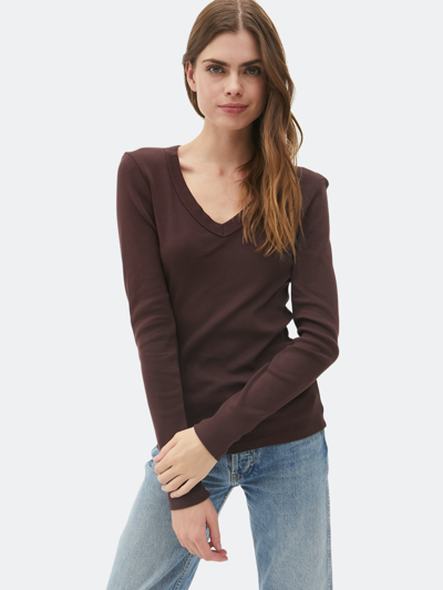 Shop Michael Stars Layla V-neck Tee In Brown