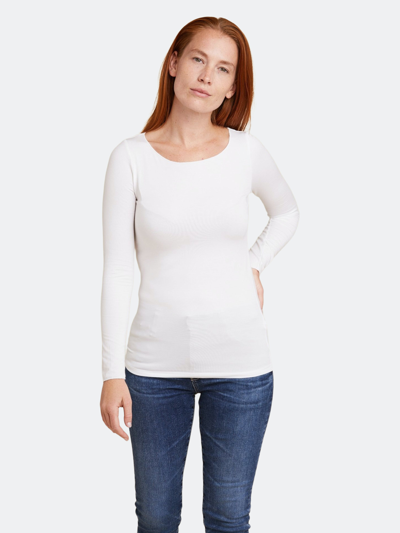 Shop Majestic Soft Touch L/s Boatneck Merrow Finish In White