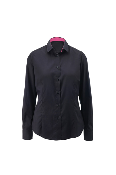 Shop Alexandra Womens/ladies Roll Sleeve Hospitality Work Shirt (black/ Pink)