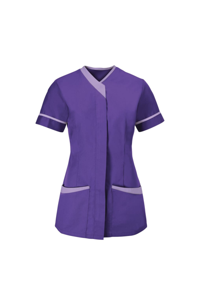 Shop Alexandra Womens/ladies Contrast Trim Medical/healthcare Work Tunic (purple/lilac)