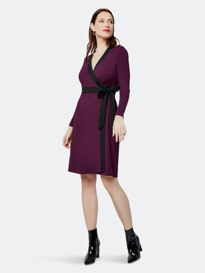 Shop Leota Kara Wrap Dress In Aubergine In Purple