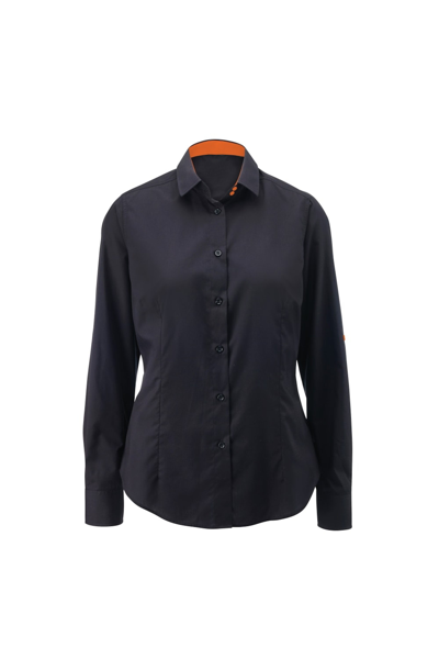 Shop Alexandra Womens/ladies Roll Sleeve Hospitality Work Shirt (black/ Orange)