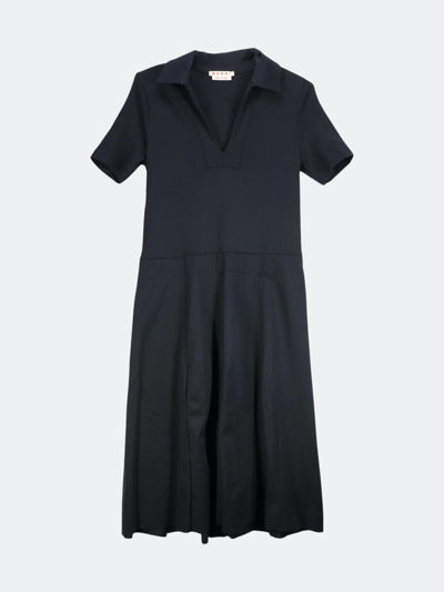 Shop Marni Women's Deep Blue Viscose Interlock Dress