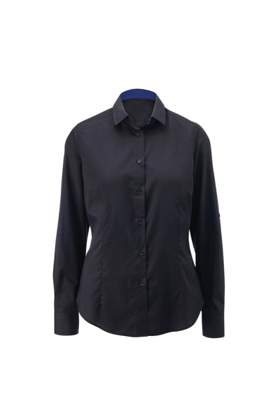Shop Alexandra Womens/ladies Roll Sleeve Hospitality Work Shirt (black/ Royal)