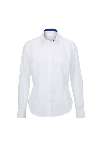 Shop Alexandra Womens/ladies Roll Sleeve Hospitality Work Shirt (white/ Royal)