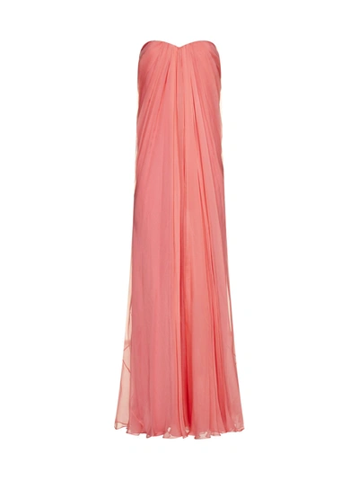 Shop Alexander Mcqueen Strapless Maxi Dress In Pink