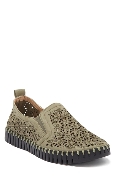 Shop Ilse Jacobsen Tulip Perforated Slip-on Sneaker In Army Black