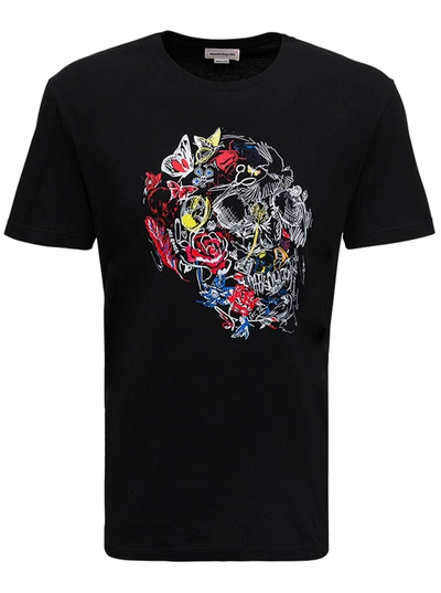 Shop Alexander Mcqueen Black Cotton T-shirt With Skull Print