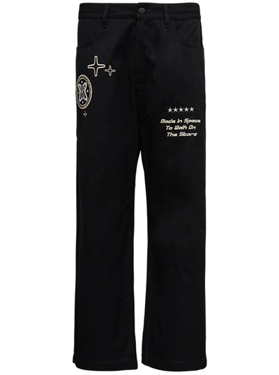 Shop Enterprise Japan Black Denim Jeans With Prints