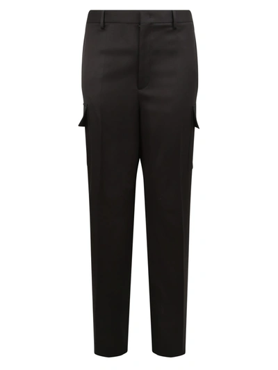 Shop Valentino Straight-leg Tailored Cargo Trousers In Black