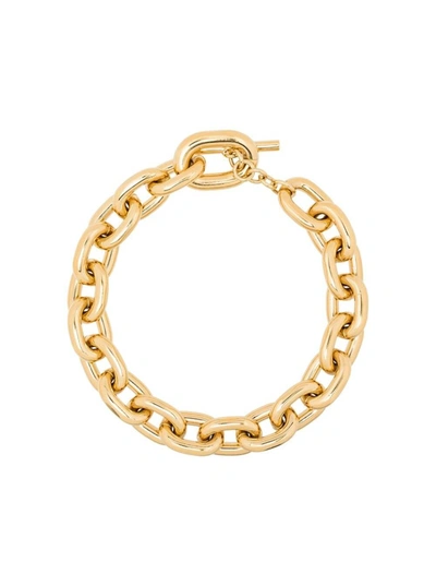 Shop Paco Rabanne Gold-colored Aluminum Chain Necklace In Metallic