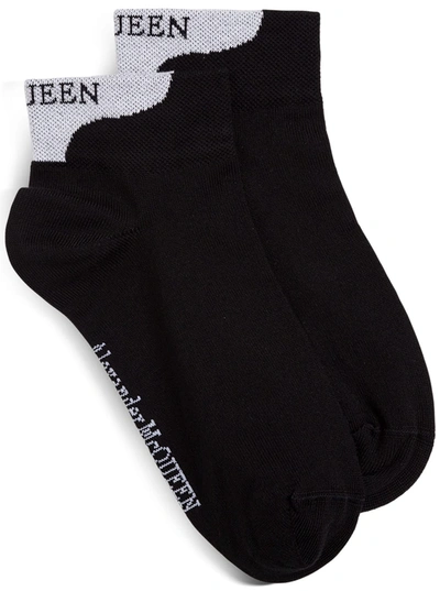 Shop Alexander Mcqueen Black Cotton Socks With Logo
