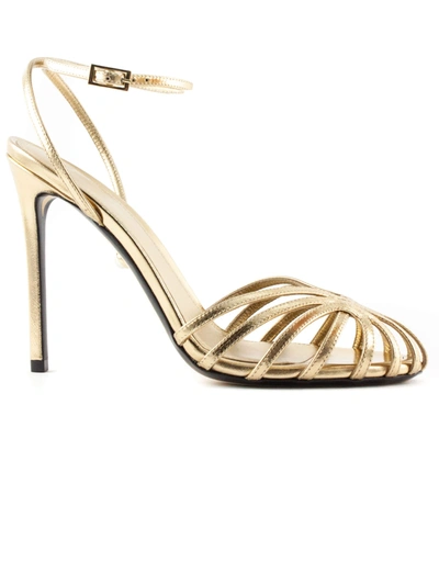 Shop Alevì Platinum-tone Leather Gloria Sandal In Oro