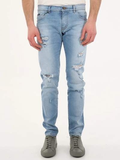Shop Dolce & Gabbana Skinny Jeans With Rips