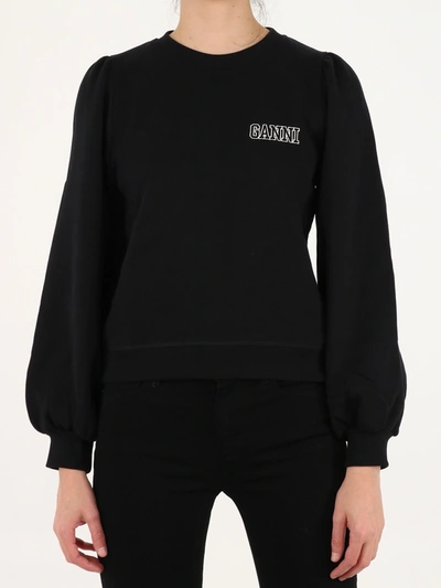 Shop Ganni Software Isoli Black Sweatshirt