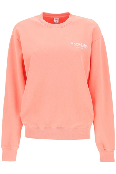 Shop Sporty And Rich Club Logo Sweatshirt In Grapefruit (pink)