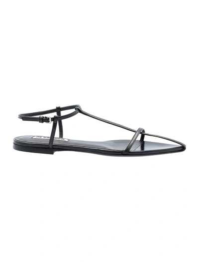 Shop Jil Sander Flat Sandals In Black