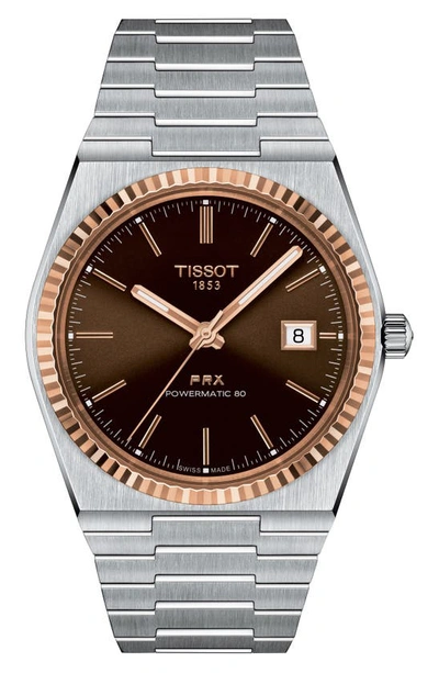 Shop Tissot Prx Powermatic 80 Bracelet Watch, 40mm In Brown