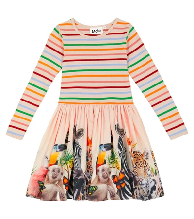 Shop Molo Casie Striped And Printed Dress In Jungle Friends