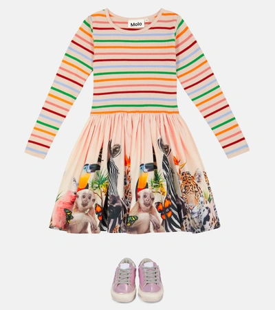 Shop Molo Casie Striped And Printed Dress In Jungle Friends