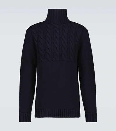 Shop Maison Margiela Wool Turtleneck Sweater In Navy