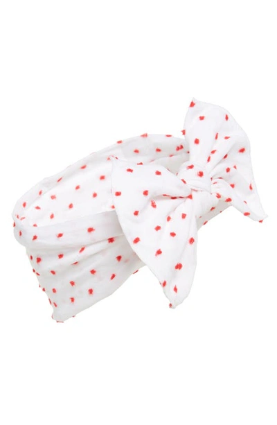 Shop Baby Bling Bow Head Wrap In White W/ Red Dot