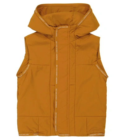 Shop Burberry Hooded Logo-printed Vest In Warm Golden Brown