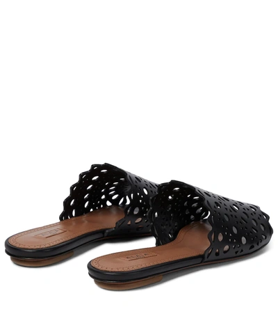 Alaïa Black Vienne Vague Flat Mule Sandals In Black