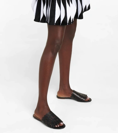 Alaïa Black Vienne Vague Flat Mule Sandals In Black