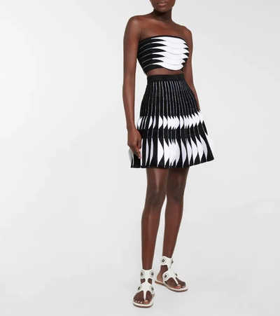 Shop Alaïa Paneled High-rise Miniskirt In Noir/blanc