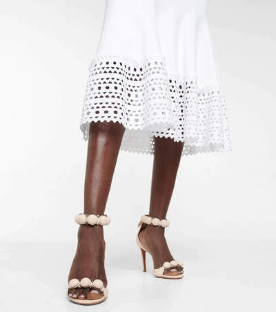 Shop Alaïa La Bombe 90 Leather Sandals In Beige