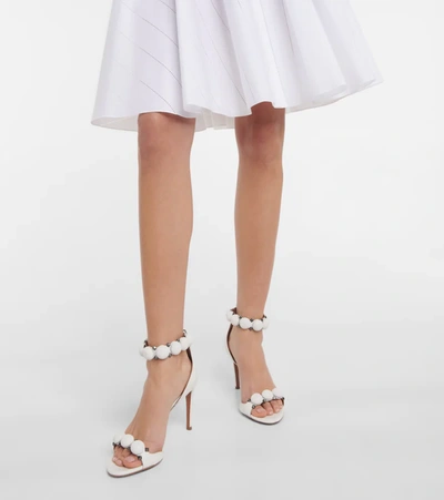 Alaïa Bombe Stud Snakeskin Ankle-wrap High-heel Sandals In White