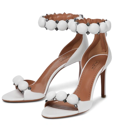 Alaïa Bombe Stud Snakeskin Ankle-wrap High-heel Sandals In White