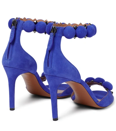 Shop Alaïa Bombe Studded Suede Sandals In Bleu Indigo