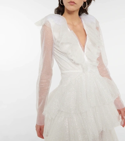 Shop Philosophy Di Lorenzo Serafini Glitter Tulle Minidress In White
