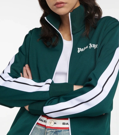Shop Palm Angels Jersey Track Jacket In Green White