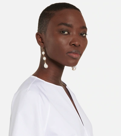 Shop Jil Sander Pearl Earrings In Natural