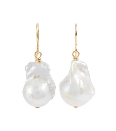 Shop Jil Sander Pearl Earrings In Natural