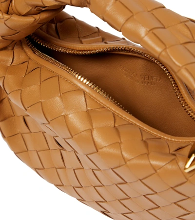 Shop Bottega Veneta Jodie Mini Leather Tote Bag In Caramel 20-gold