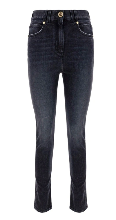 Shop Balmain High Waist Skinny Cut Jeans In Black