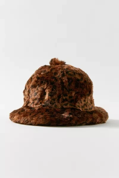 Shop Kangol Faux Fur Casual Bucket Hat In Neutral Multi