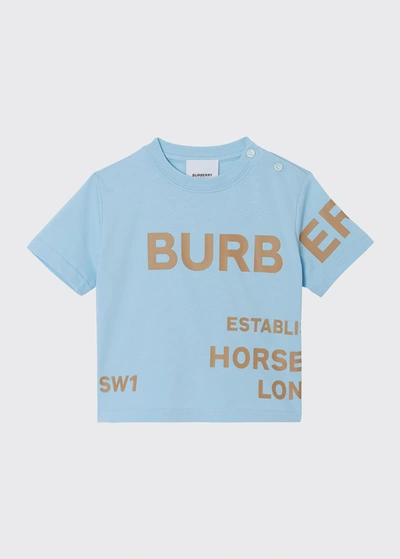 Shop Burberry Girl's Jessy Logo Address T-shirt In Powdered Blue