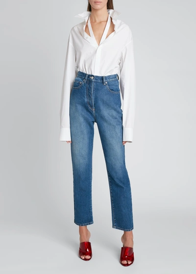 Shop Alaïa Straight-leg Denim Pants In Bleu Jeans