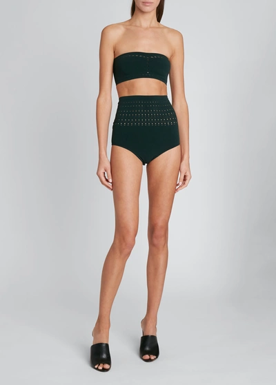 Shop Alaïa Cutout Seamless Two-piece Swimsuit In Vert Fonce