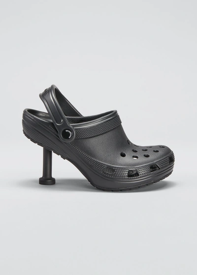 Shop Balenciaga X Croc Madame Rubber Stiletto Clogs In Black