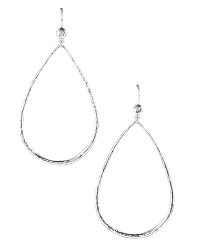 Shop Ippolita Hammered Teardrop Earrings In Sterling Silver With Diamonds