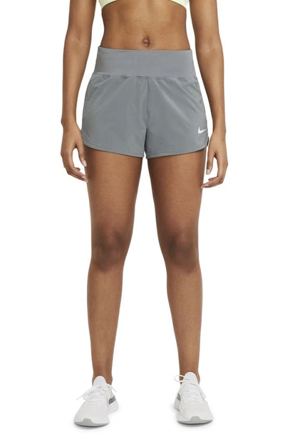 Shop Nike Eclipse High Waist Running Shorts In Smoke Grey