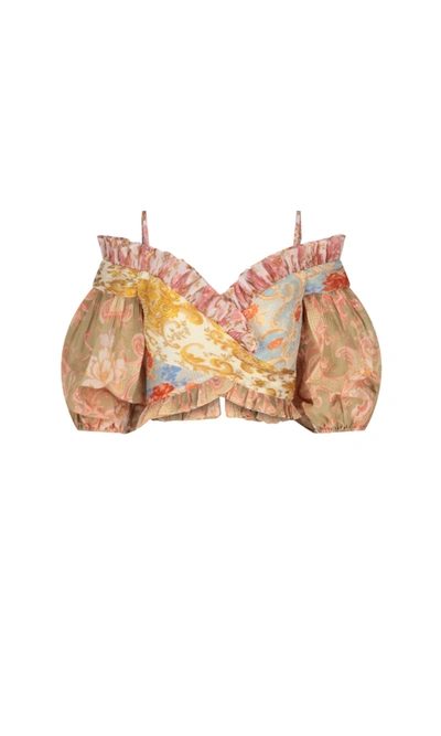 Shop Zimmermann Postcard Paisley Crop Top In Multi